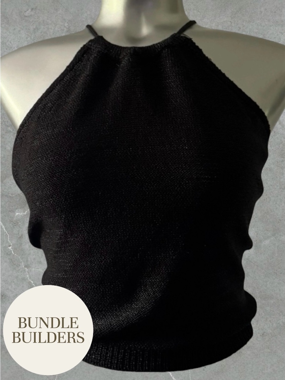$10 Add-on | Black Halter Knit Camisole